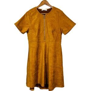 NEW! A Beautiful Soul Fit & Flare Suede Look Dress Casual Tawny Brown - M
